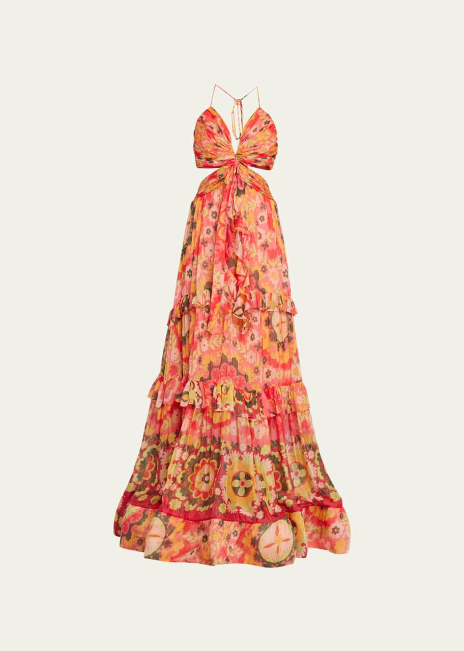 chinese dress ladies Striped Halter Maxi Dress with Cutout Detail – Charming Charlie main image 0