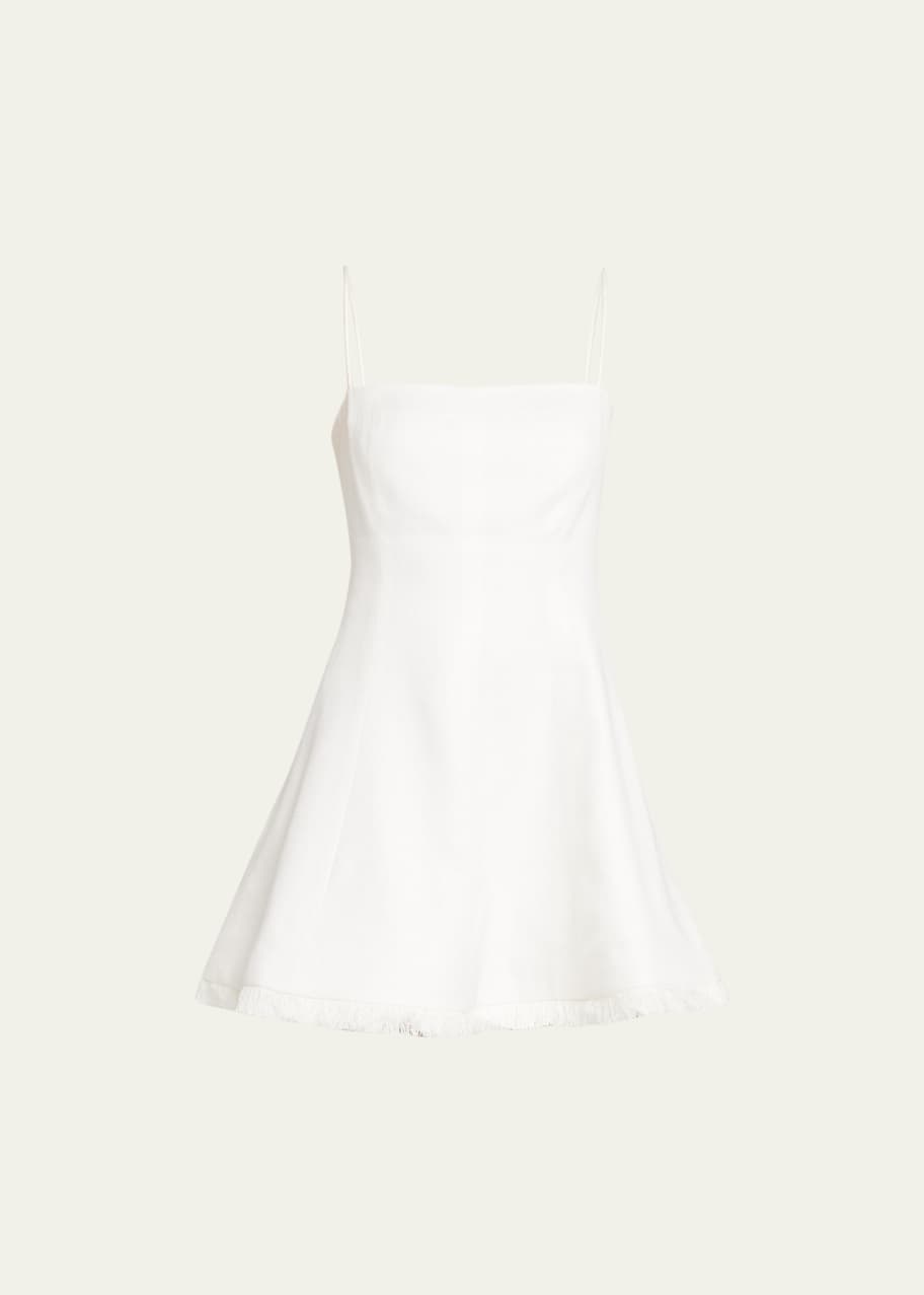 Alexis Cruz Fit-&-Flare Fringe-Hem Linen Mini Dress - Bergdorf Goodman