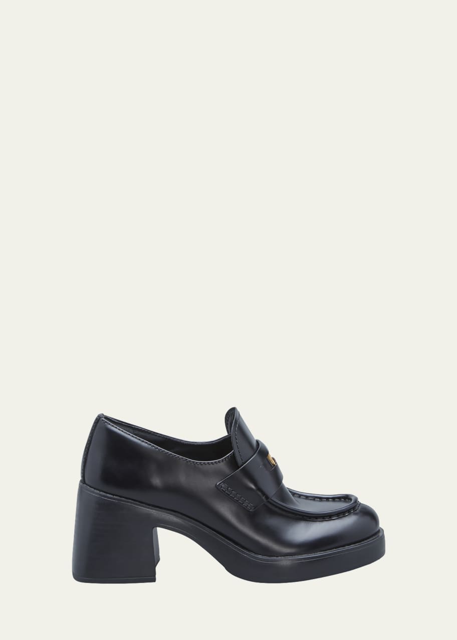 送料無料 内祝い Heeled Leather Miu Miu Penny Goodman Bergdorf - Loafers 靴