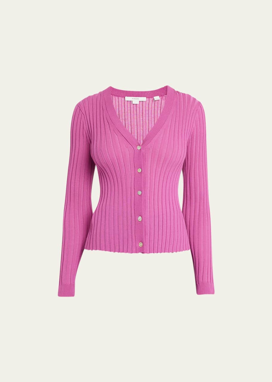 Vince Cropped Ribbed V-Neck Cardigan - Bergdorf Goodman