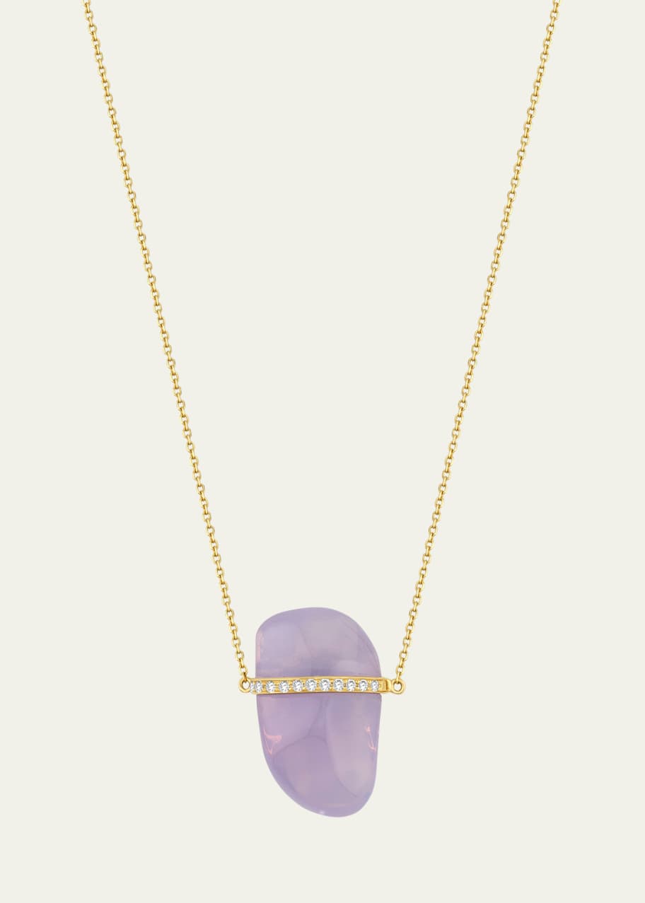 Image 1 of 1: Lavender Moonstone Diamond Bar Necklace