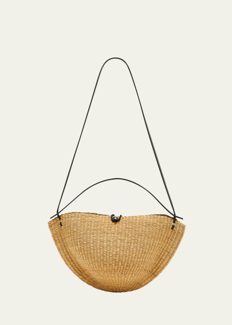 Ines Bressand Small Walnut Raffia Shoulder Bag - Bergdorf Goodman