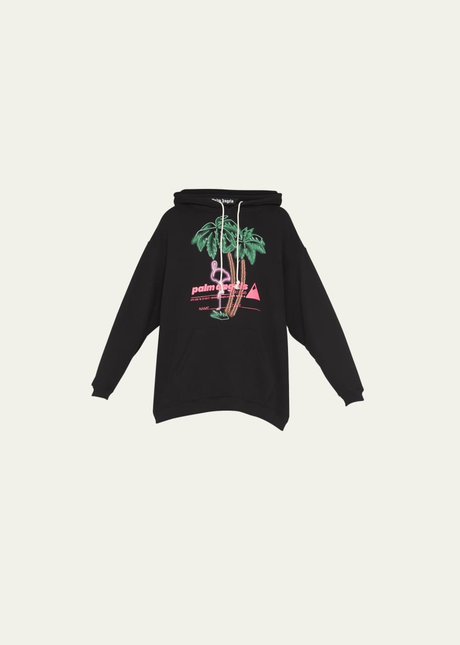 Palm Angels Men s Neon Palm Tree Flamingo Hoodie Bergdorf Goodman
