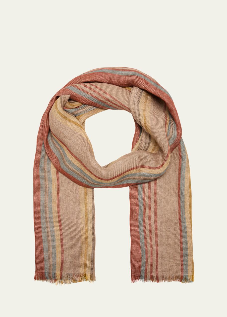 値下げLoro Piana ストライプマフラー Loro Piana Men's Stripe Linen Scarf - Bergdorf Goodman