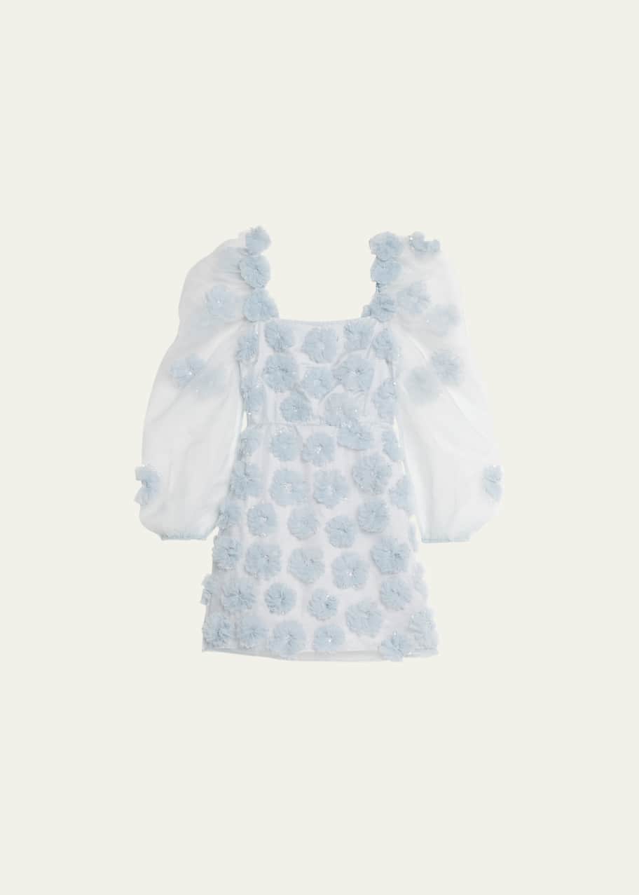 LoveShackFancy Wells Floral Applique Puff-Sleeve Mini Dress - Bergdorf  Goodman