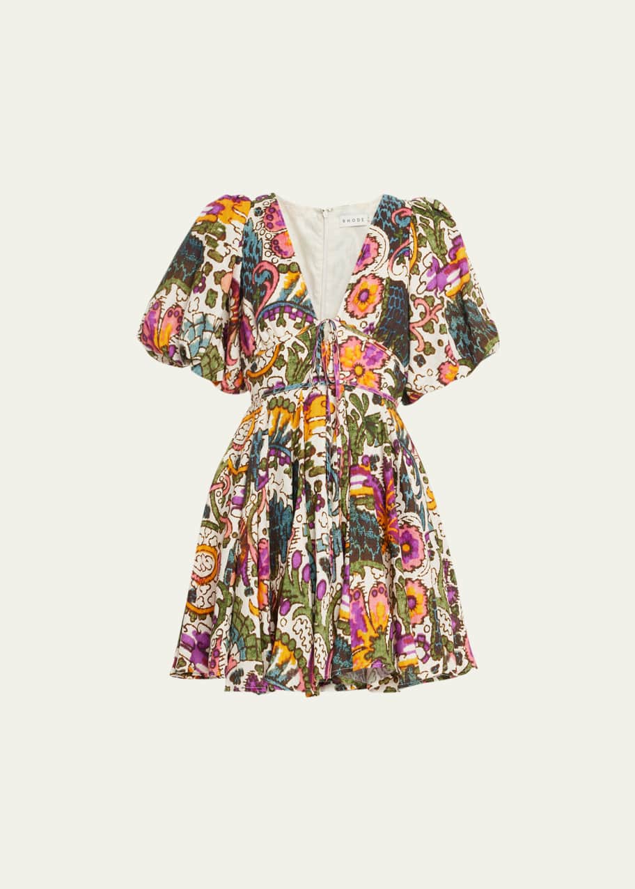 Rhode Madeline Puff Sleeve Printed Mini Dress Bergdorf Goodman