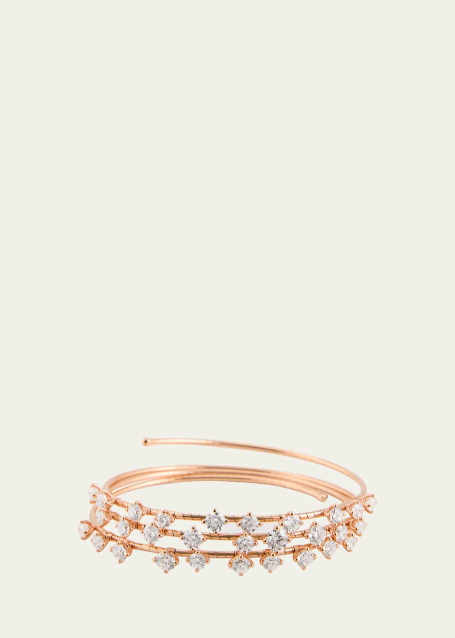 Image 1 of 1: 18k Rose Gold 3-Row Pave Diamond Wrap Bracelet