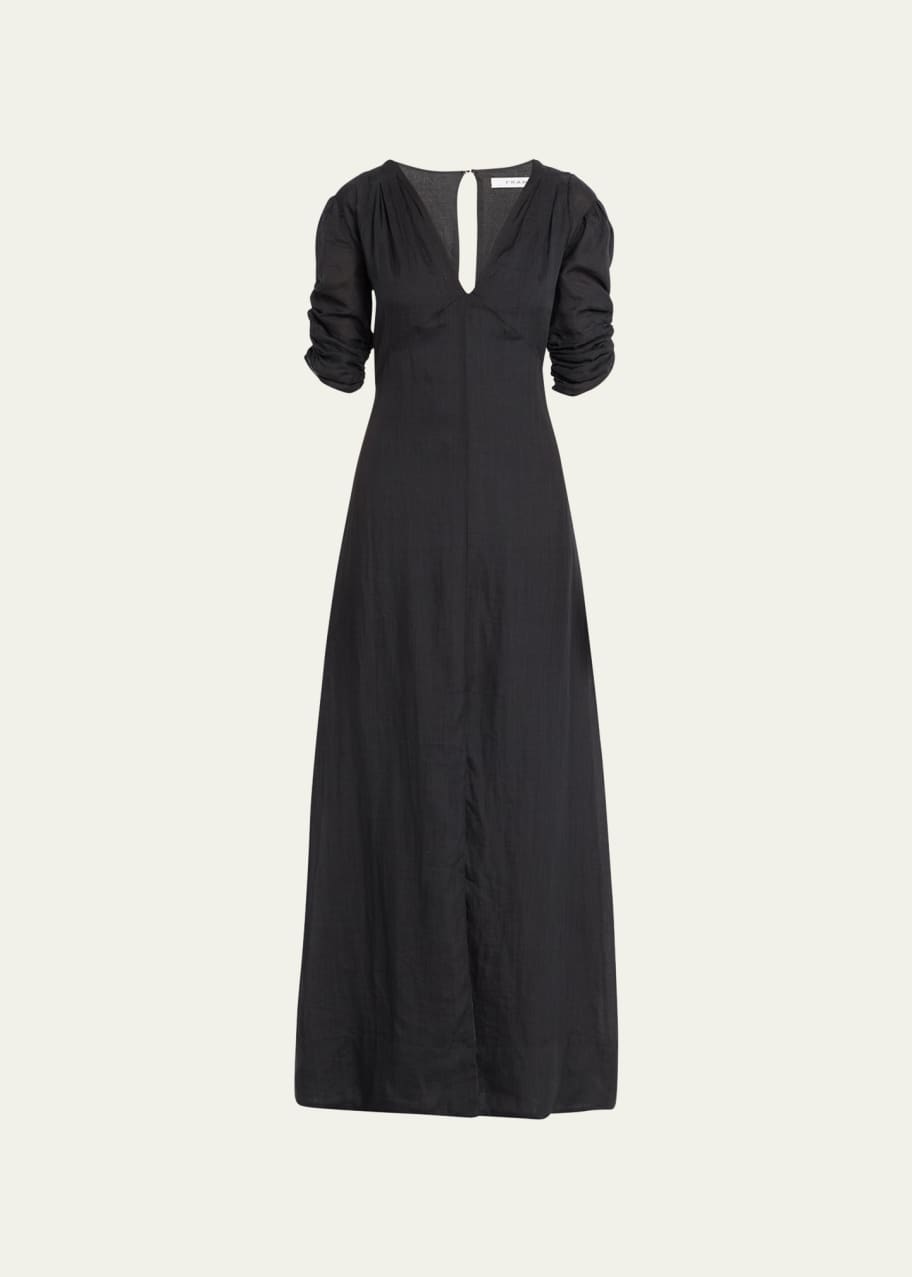 chinese dress ladies Shirred Waist Printed Maxi Dress