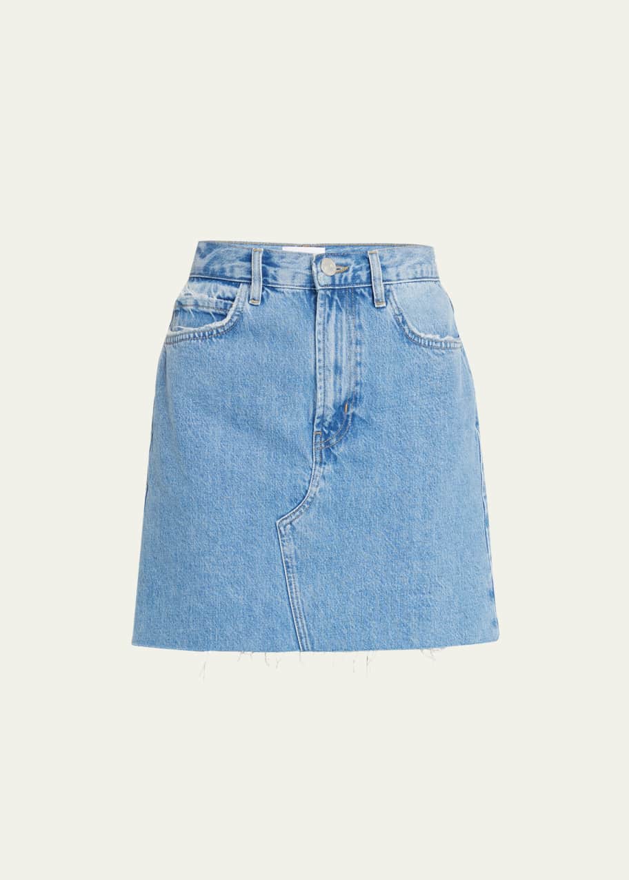 Frame le mini distressed denim skirt sale
