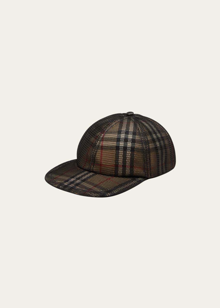 Burberry Men's Mesh Overlay Check Baseball Cap - Bergdorf Goodman