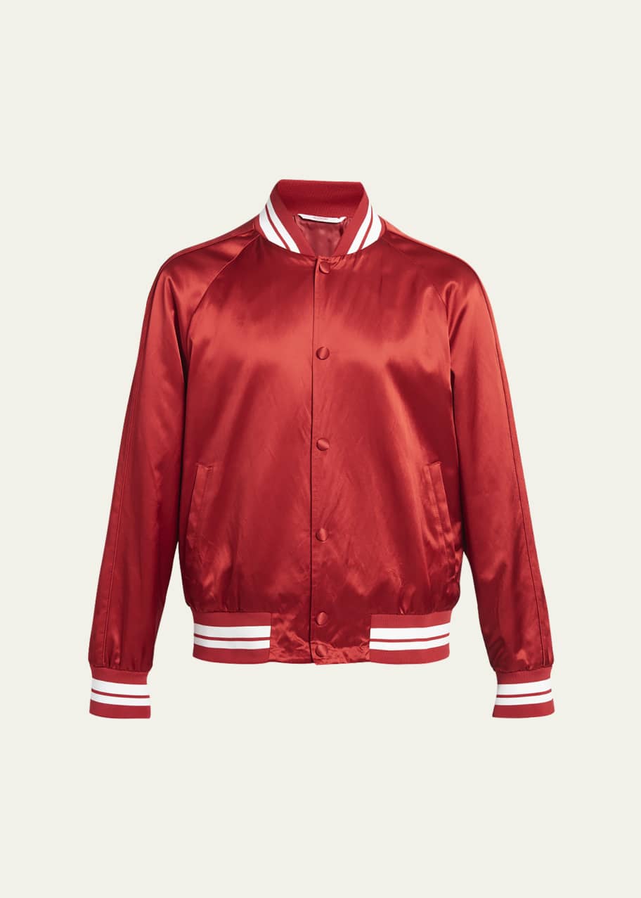 Men s Satin Collegiate Logo Souvenir Jacket