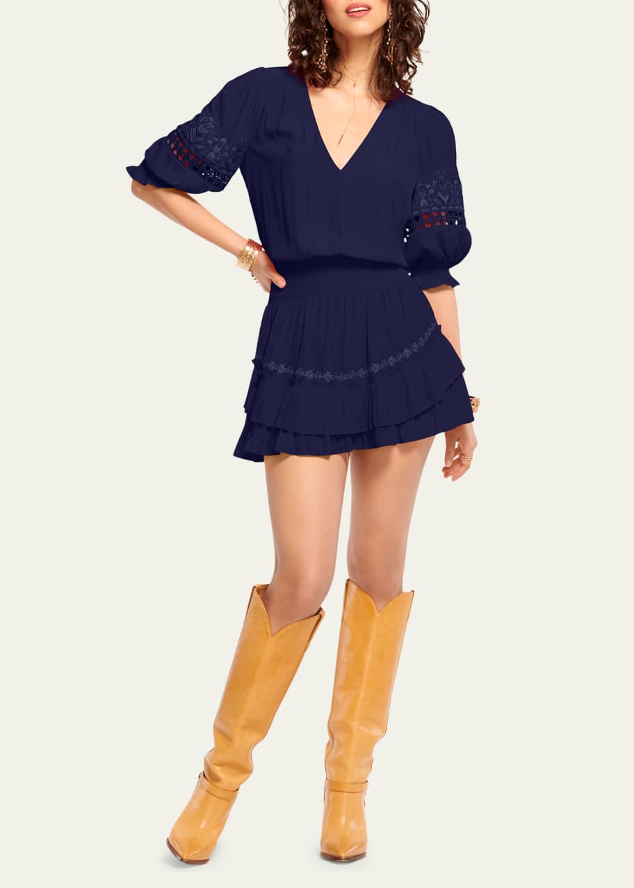 black mini dress bows Black Crepe Bow Collar Mini Dress – self-portrait-US