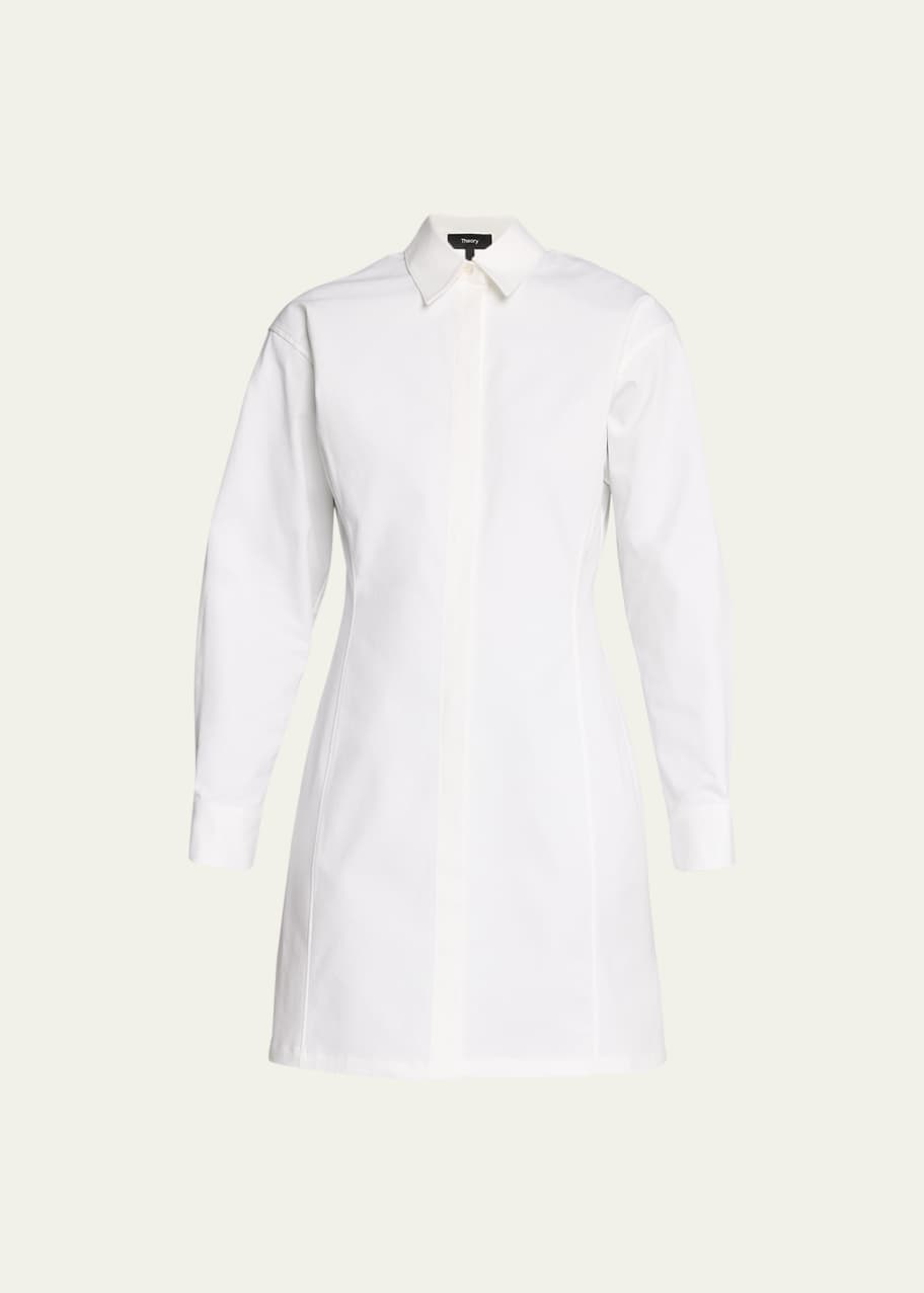 Theory Sculpted Long Sleeve Button Front Mini Shirtdress Bergdorf Goodman