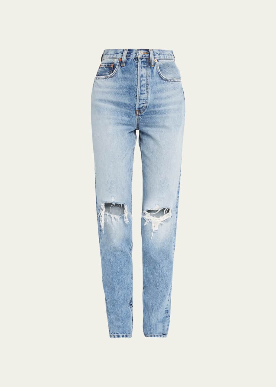 RE/DONE Super High Drainpipe Distressed Jeans Bergdorf Goodman