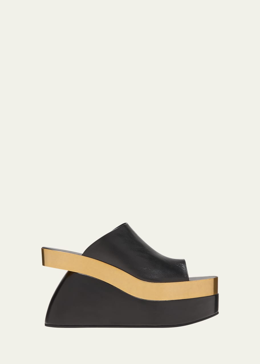Dries Van Noten Bicolor Leather Wedge Platform Mules Bergdorf Goodman