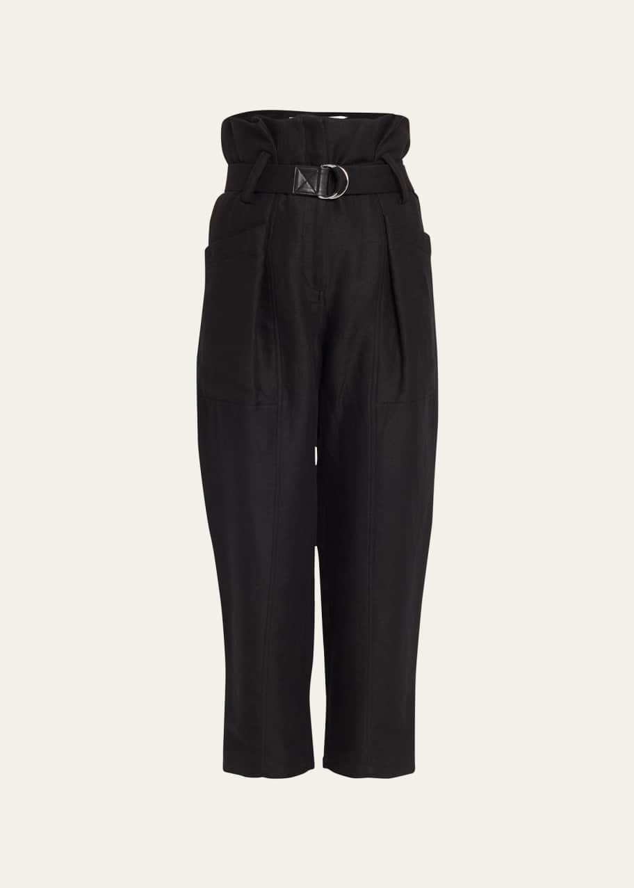 Black cropped paperbag trousers hotsell