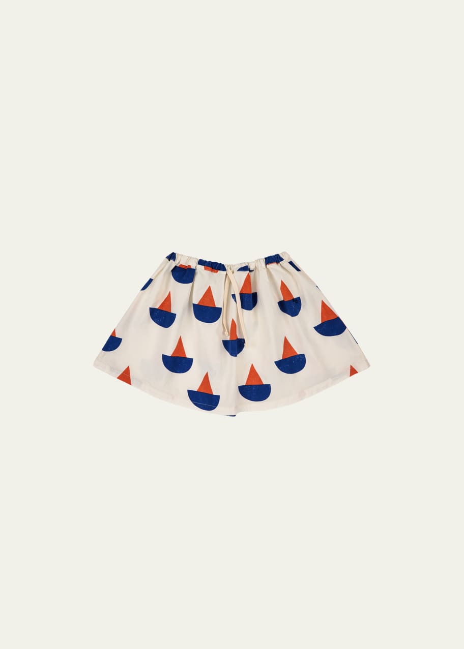 Bobo Choses Girl's Sailboat-Print Drawstring Skirt, Size 2
