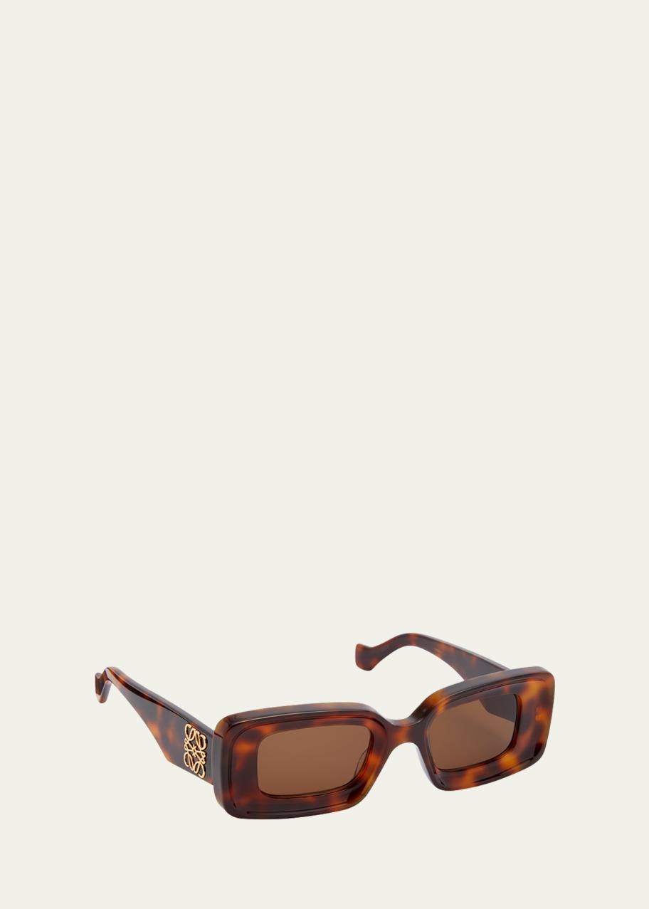 Loewe Anagram Havana Acetate Rectangle Sunglasses - Bergdorf  display picture 2