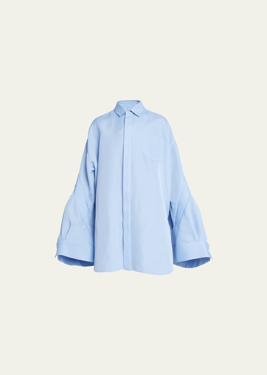 sacai shirt dress SACAI Satin-Inset Cotton Jersey Short-Sleeve Maxi Polo Dress