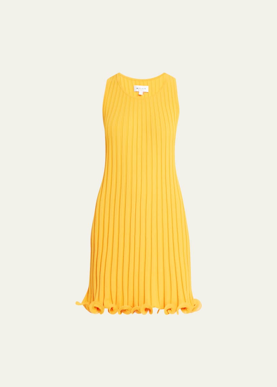 Milly Sleeveless Ribbed Ruffle Swing Dress Bergdorf Goodman