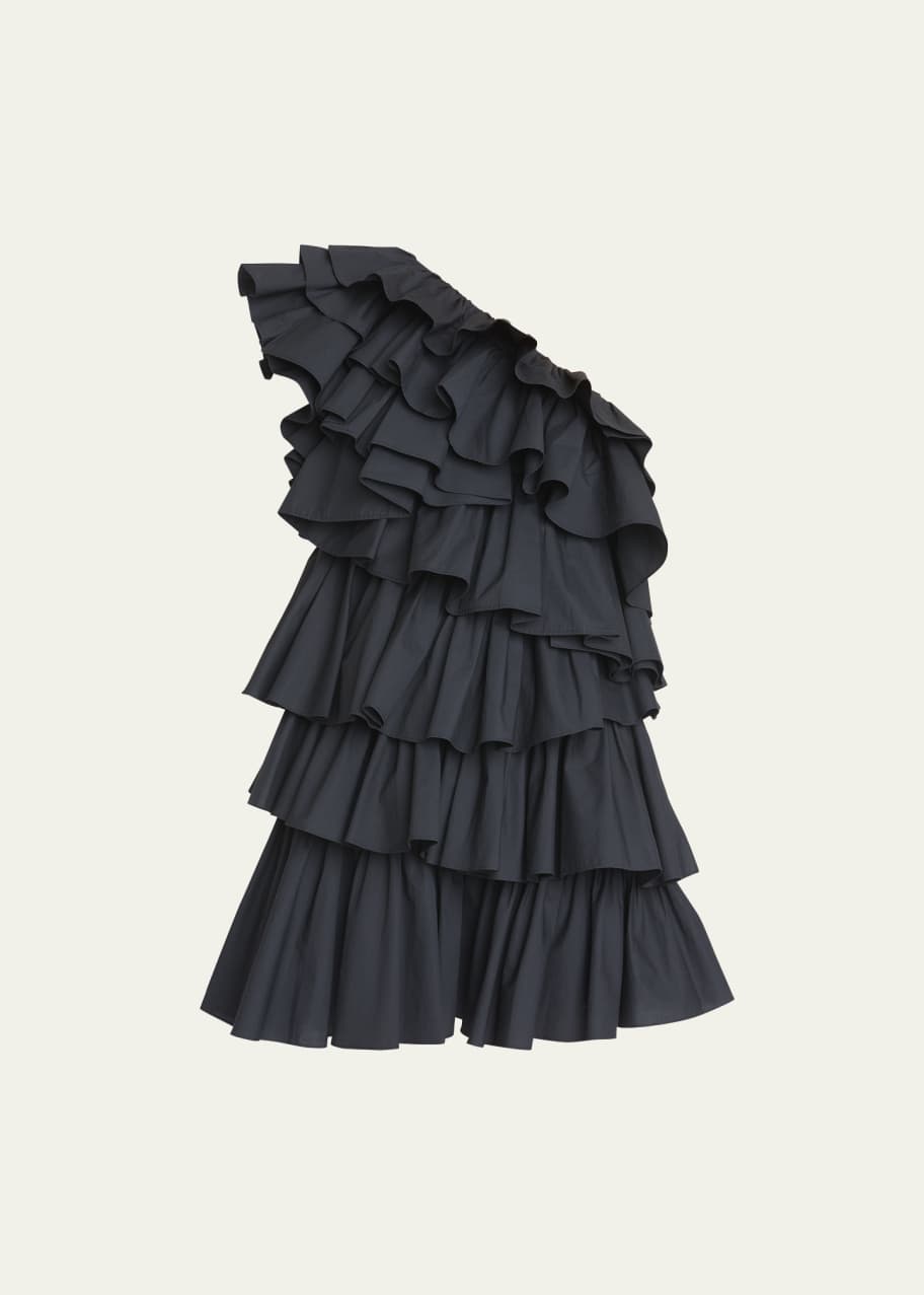 Ulla Johnson Naomi One-Shoulder Tiered Ruffle Mini Dress