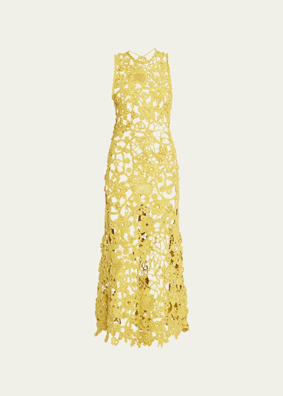 white christmas dresses Kait Crochet Lace Dress in Yellow main image 0