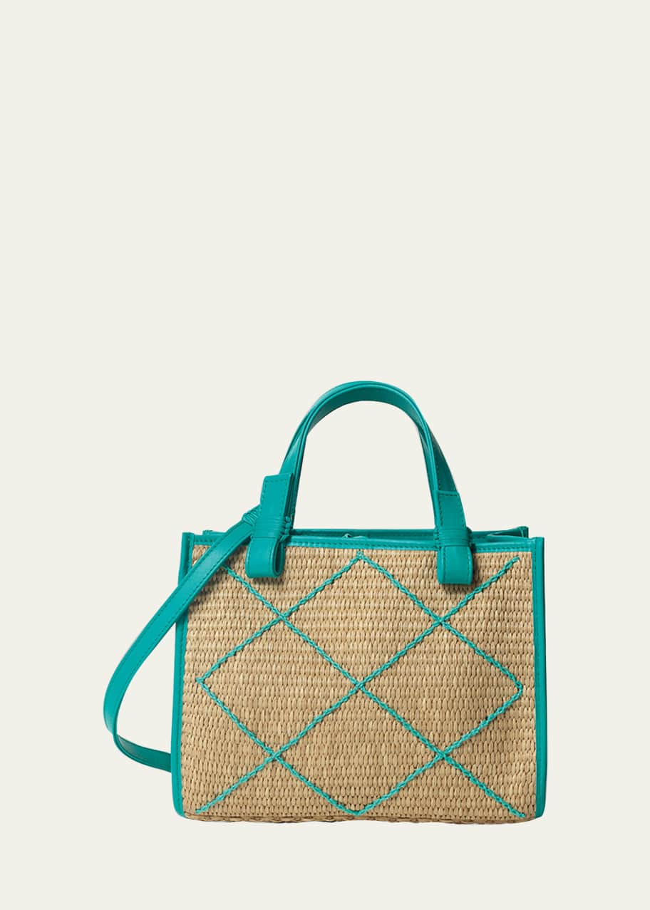 Callista Mini Crisscross Straw Leather Tote Bag Bergdorf Goodman