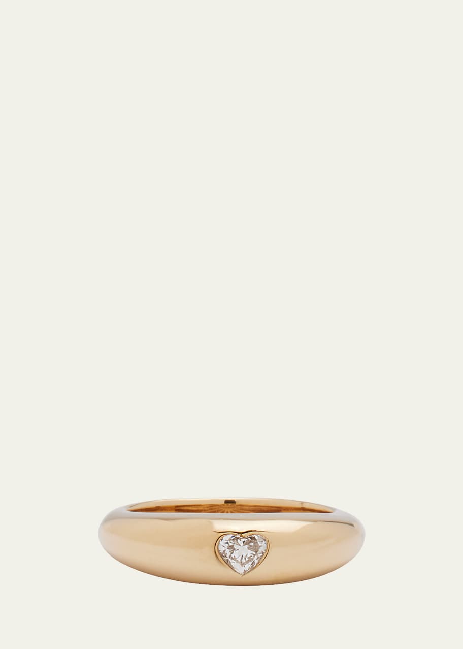 Image 1 of 1: 14k Yellow Gold Dome Heart Diamond Ring, Size 6.5