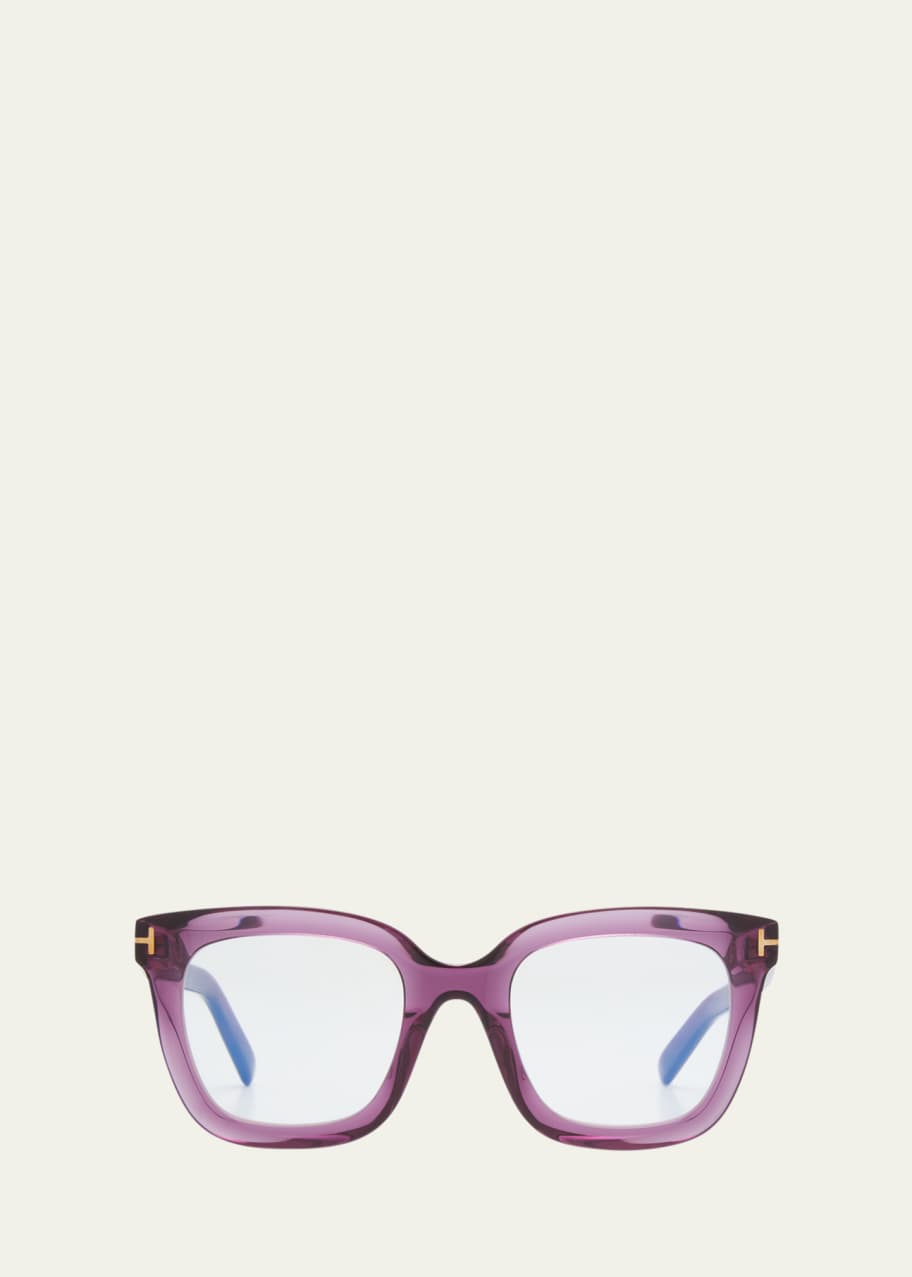 TOM FORD Violet Blue Blocking Square Acetate Glasses - Bergdorf