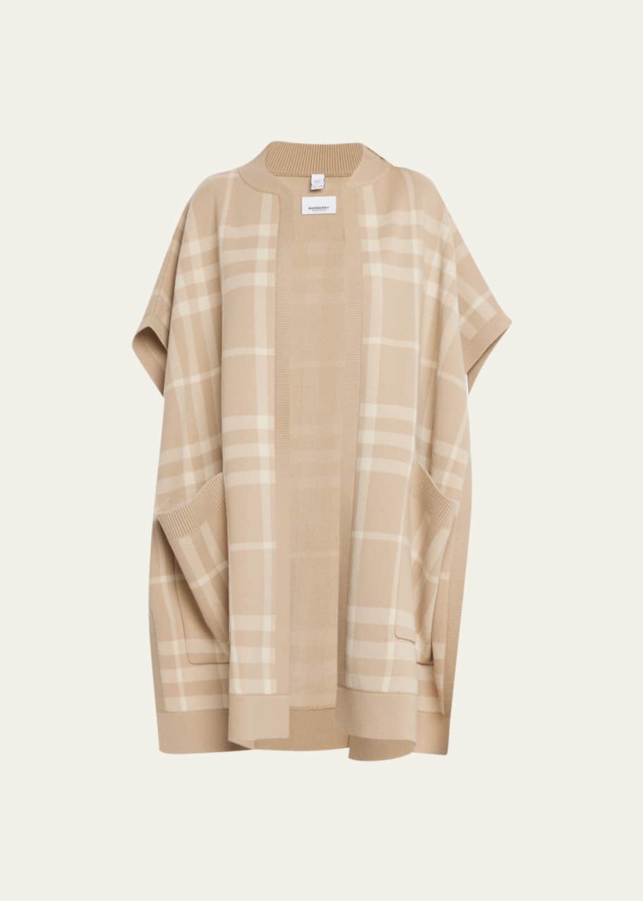BURBERRY - Wool And Cashmere Blend Checked Cape