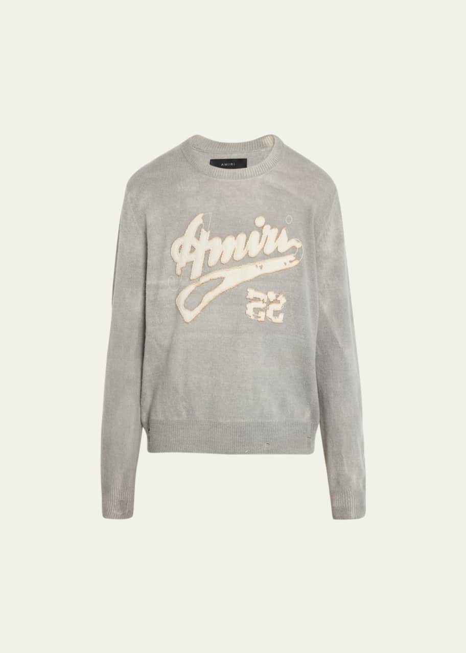 Amiri Men's Destroyed Cashmere Logo Sweater - Bergdorf Goodman