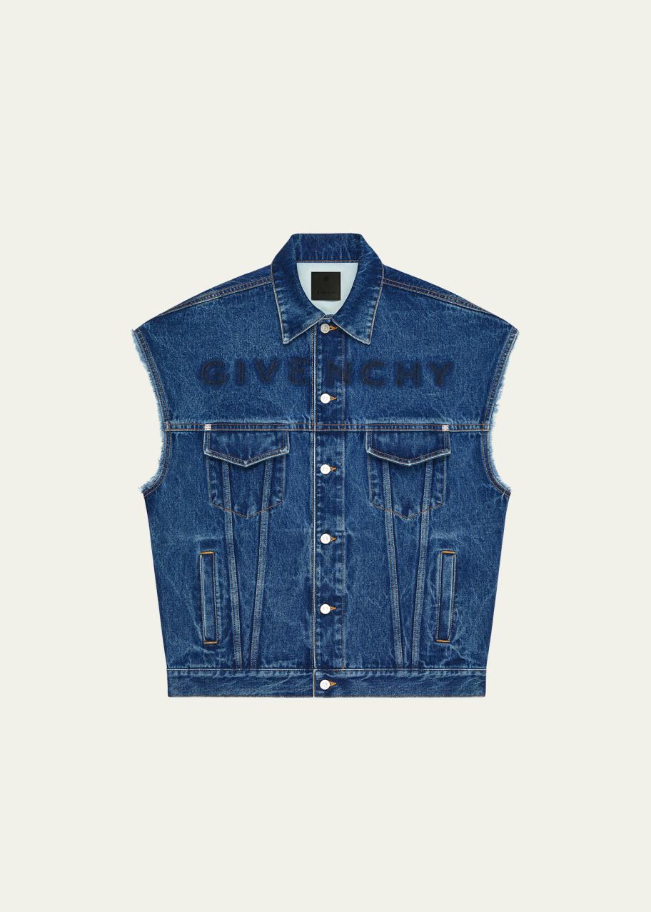 Givenchy Men's Denim Oversized Cutoff Trucker Jacket - Bergdorf
