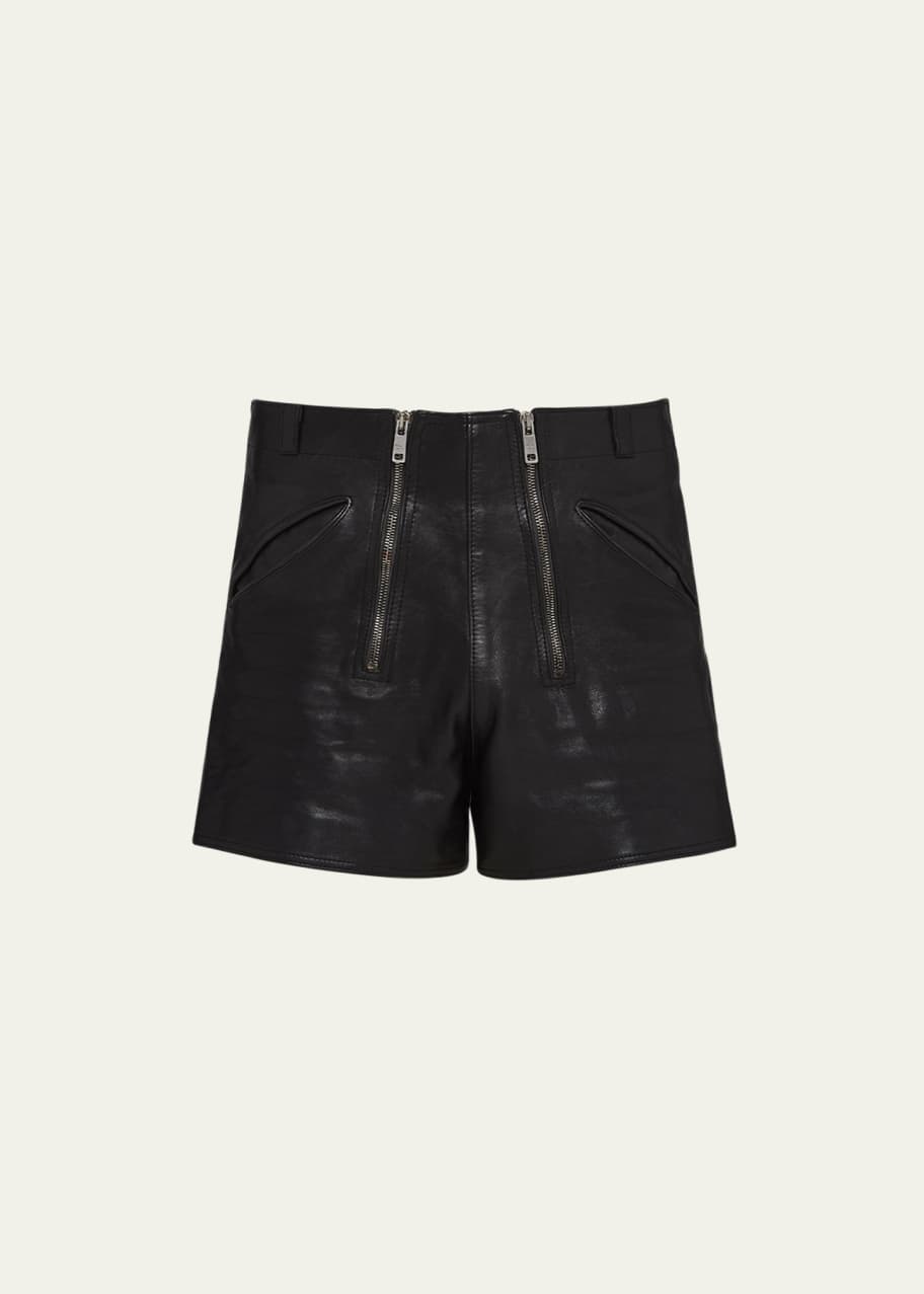 Prada Men's Leather Double-Zip Shorts - Bergdorf Goodman
