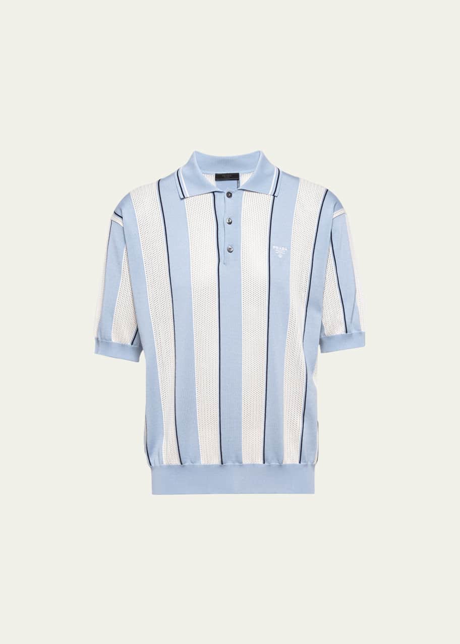 トップス PRADA knit polo Prada Men's Mesh Knit Polo Shirt | Neiman Marcus