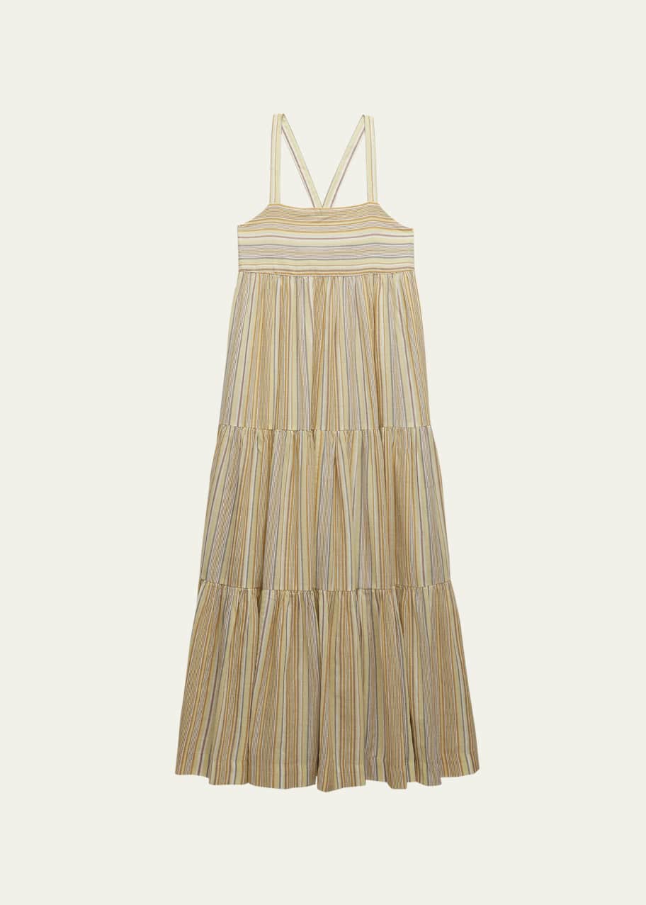 Bonpoint Girl's Cora Striped Tiered Dress, Size 4-14 - Bergdorf Goodman