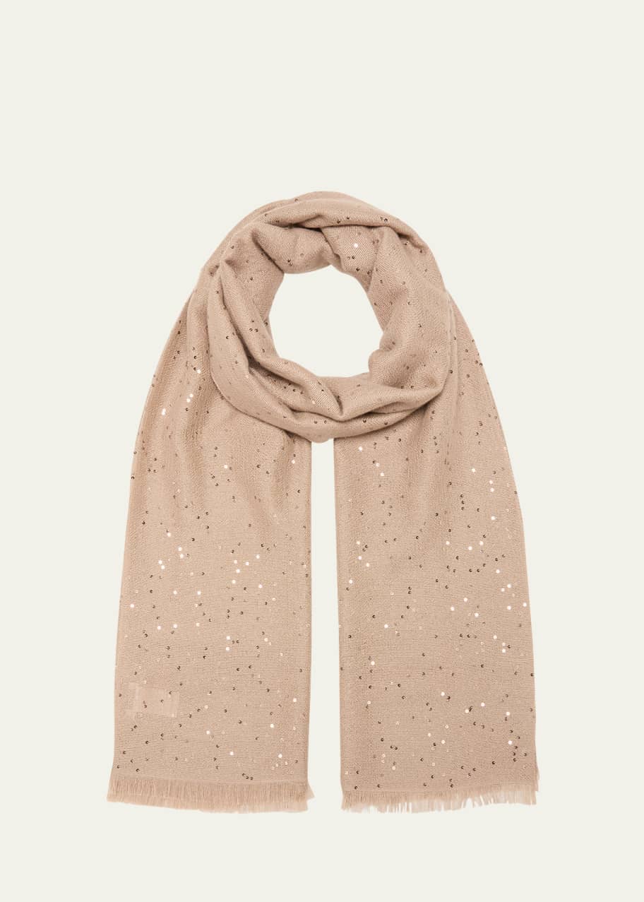 スカーフ BRUNELLO CUCINELLI Cashmere and silk sparkling scarf Brunello Cucinelli Cashmere Silk Scarf with Paillette