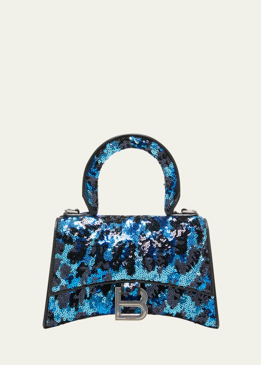 送料込 BALENCIAGA HOURGLASS XS with Chain and Sequin Balenciaga Hourglass XS Handbag with Chain and Sequins