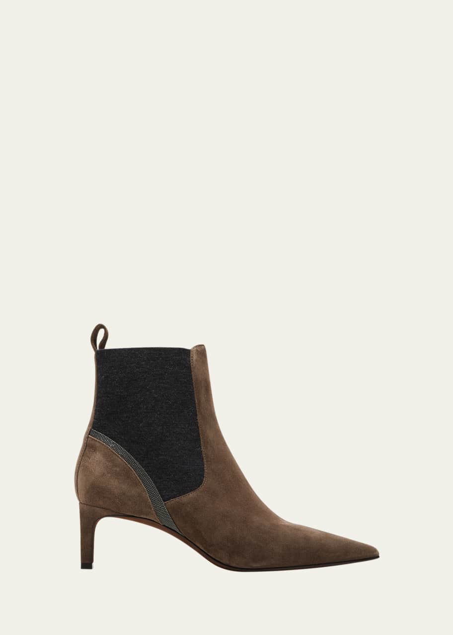 Image 1 of 1: Suede Kitten-Heel Chelsea Ankle Boots