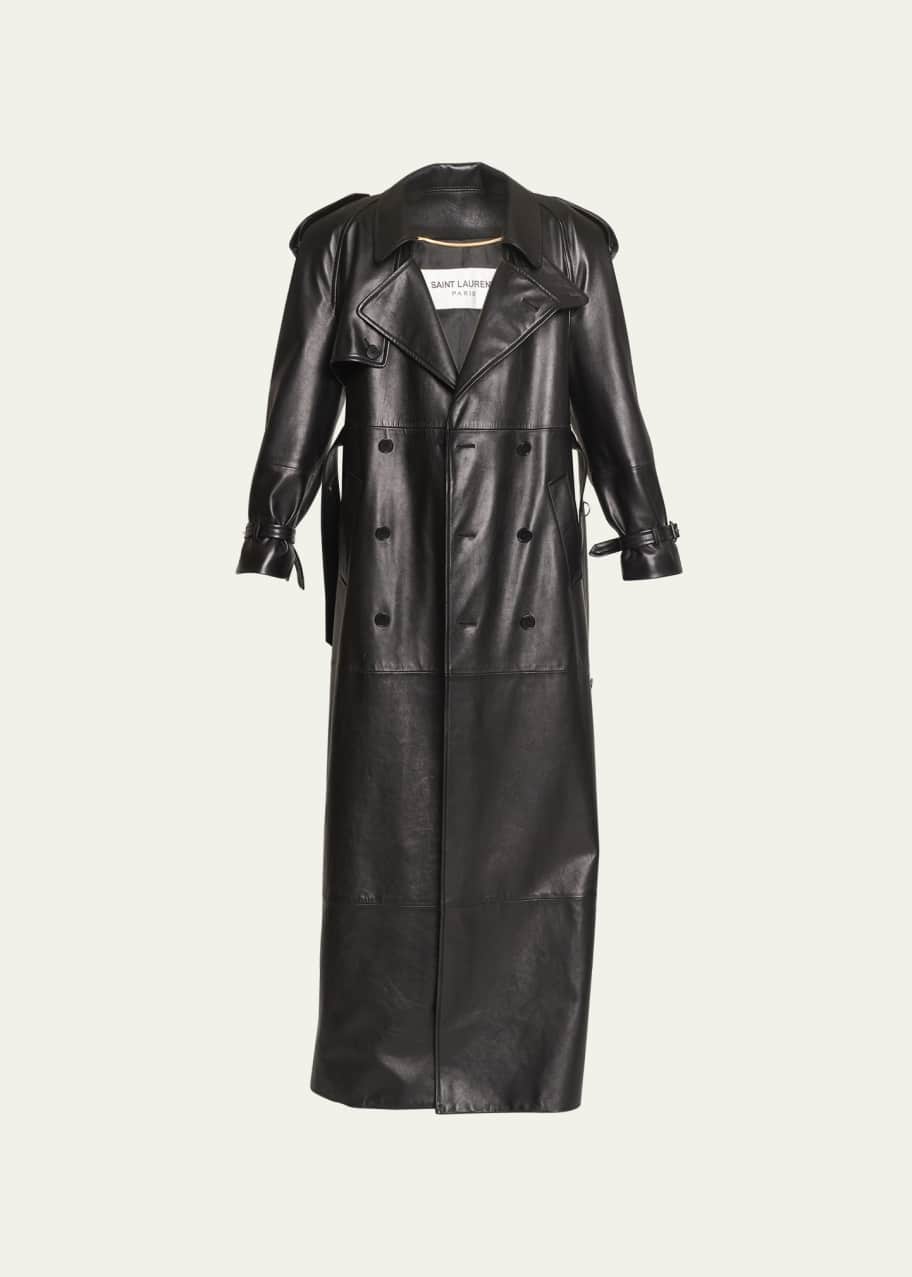edge rupert☆山羊革☆leather“trench coat Long belted trench coat in lamb leather - grey - Yves