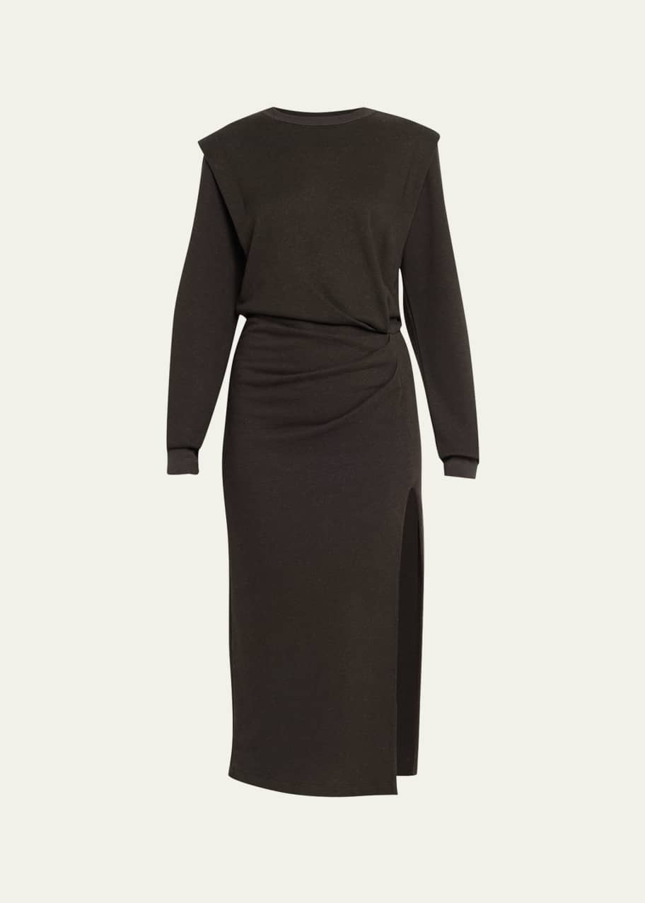 long black full sleeve dress ZAPAKA Women Glitter Black Mother of The Bride Dress with Slit A-Line Long Sleeves Wedding Party Dress, Black / XL main image 0