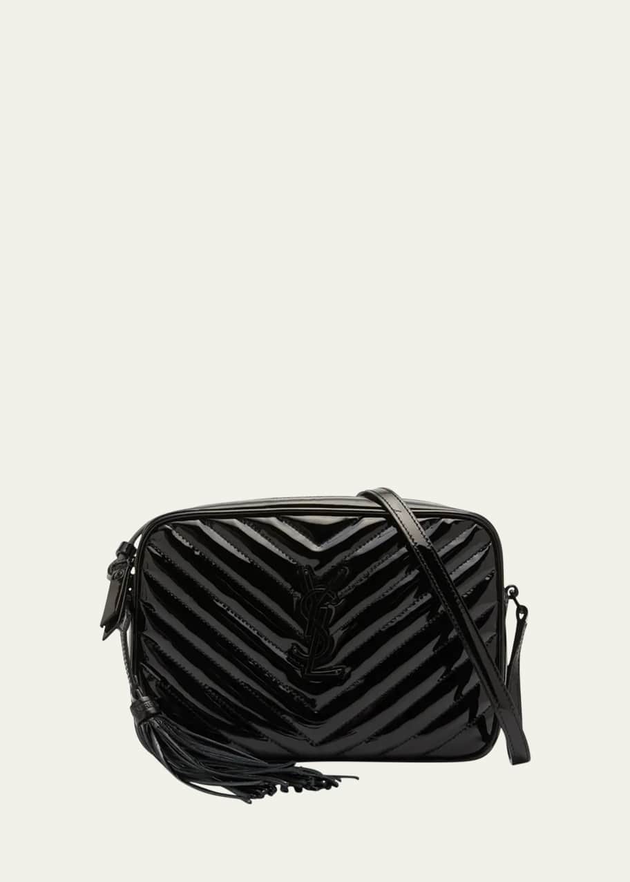 Image 1 of 1: Lou Medium YSL Camera Bag with Pocket and Tassel in Quilted Patent Leather