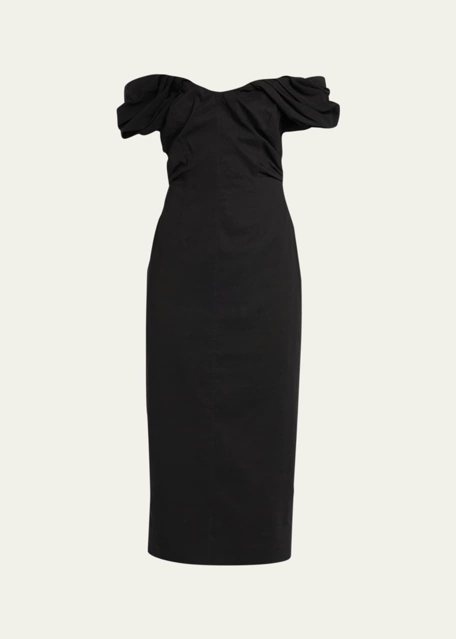 Topshop off the shoulder wrap midi dress online