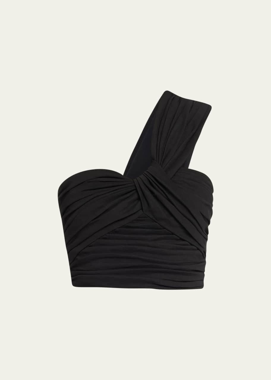 Image 1 of 1: Apollo Gathered One-Shoulder Crop Top