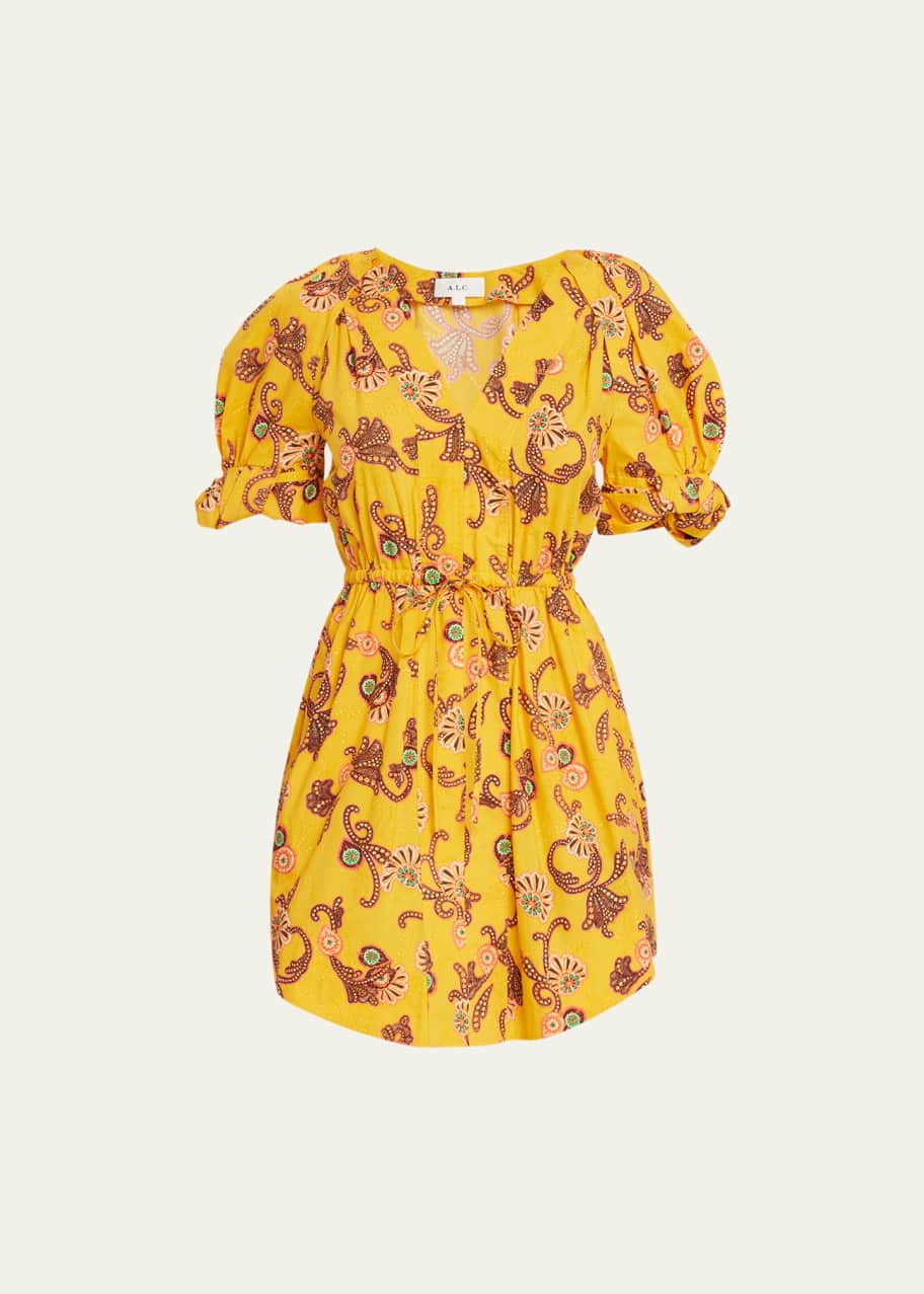 alc yellow mini dress A.L.C. Women's Astra Floral Lace Cotton-Blend Minidress - Lilac