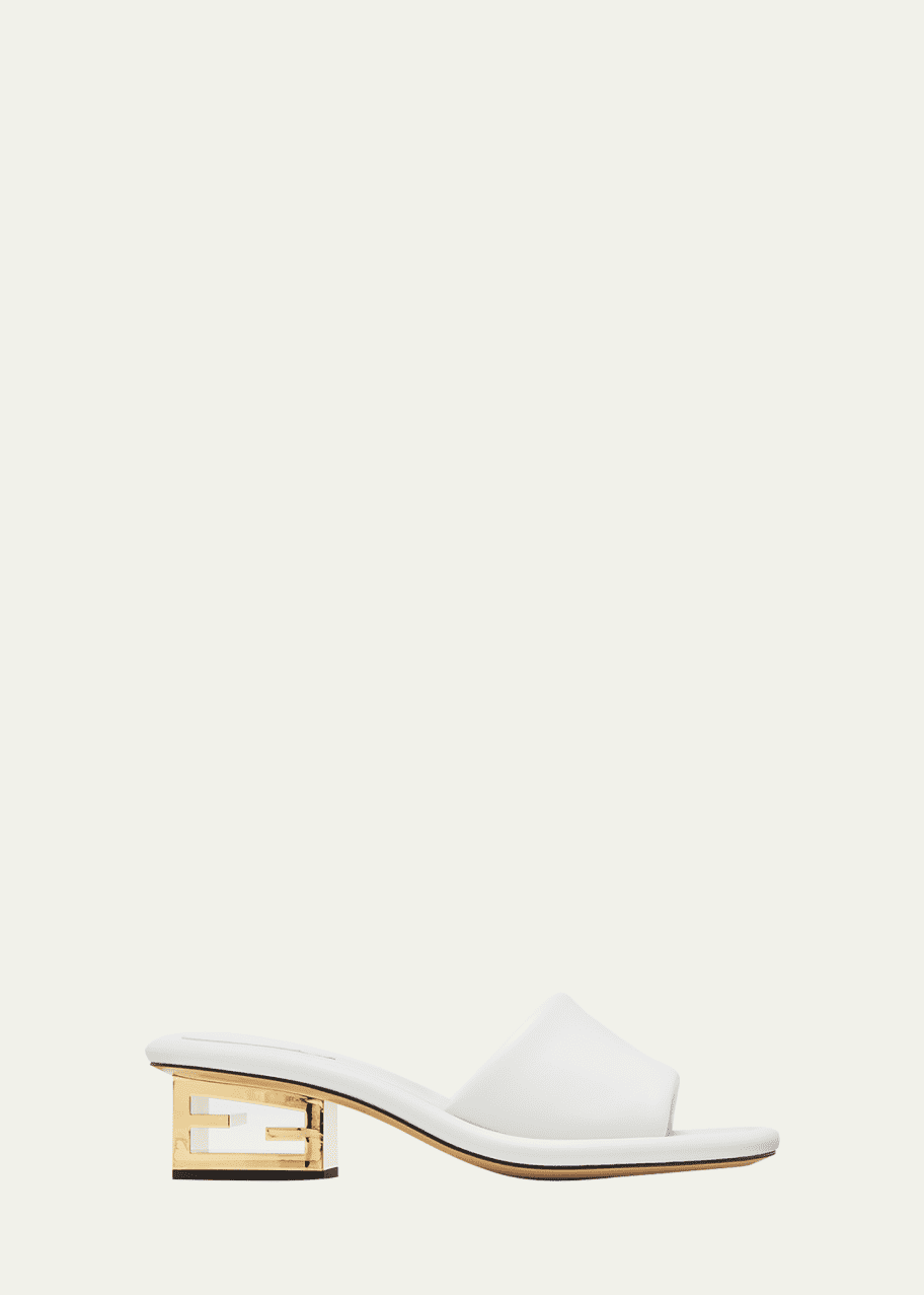 Cutout Metal Block Heel Padded Leather Sandals