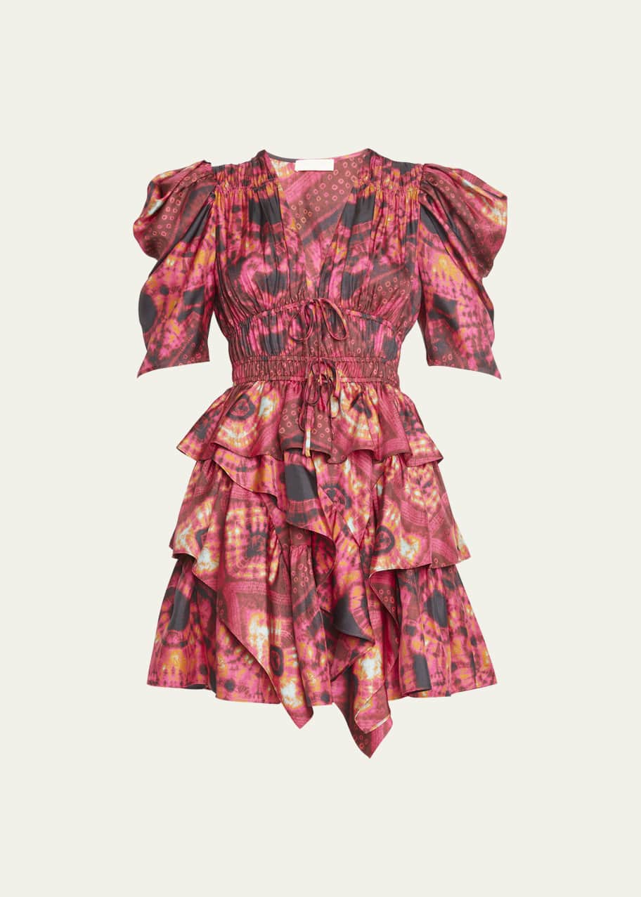 tiered ruffle silk mini dress By Anthropologie Tiered Ruffle Silk Mini Dress