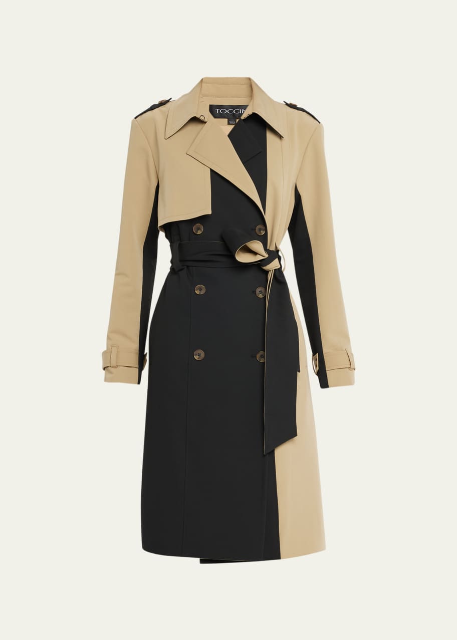 Toccin Skye Double-Breasted Colorblock Trench Coat - Bergdorf Goodman