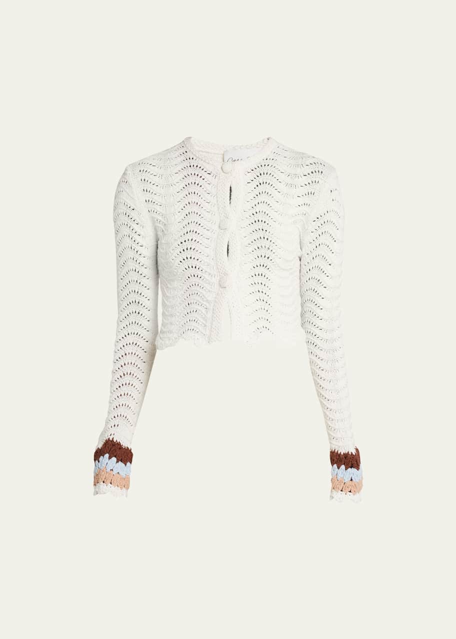 Image 1 of 1: Louise Shrunken Cotton Crochet Cardigan