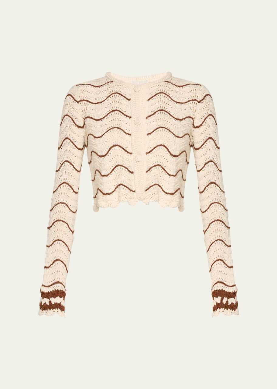 Image 1 of 1: Louise Shrunken Cotton Crochet Cardigan