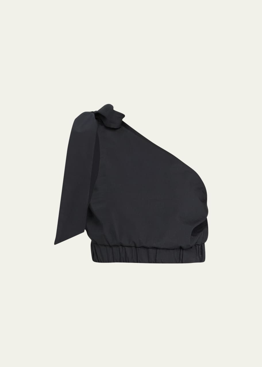 Image 1 of 1: Parker One-Shoulder Bow Crop Top